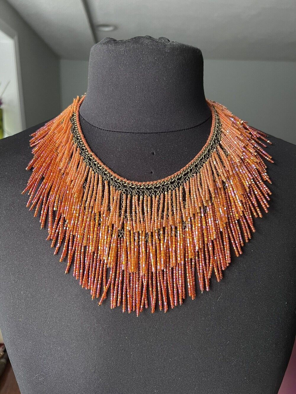 Vintage Lee Angel Beaded Orange necklace